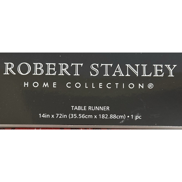 New ROBERT STANLEY 14"x72" Christmas Plaid Merry Christmas Table Runner Red NWT - Picture 3 of 5